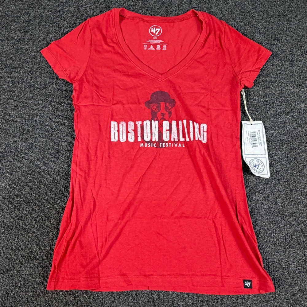 '47 Brand T-Shirt Womens M Boston Calling 2017 Music Festival Red V-Neck NEW